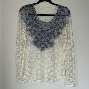 Y2K Sheer Lace Fairy Grunge Long Sleeve Top